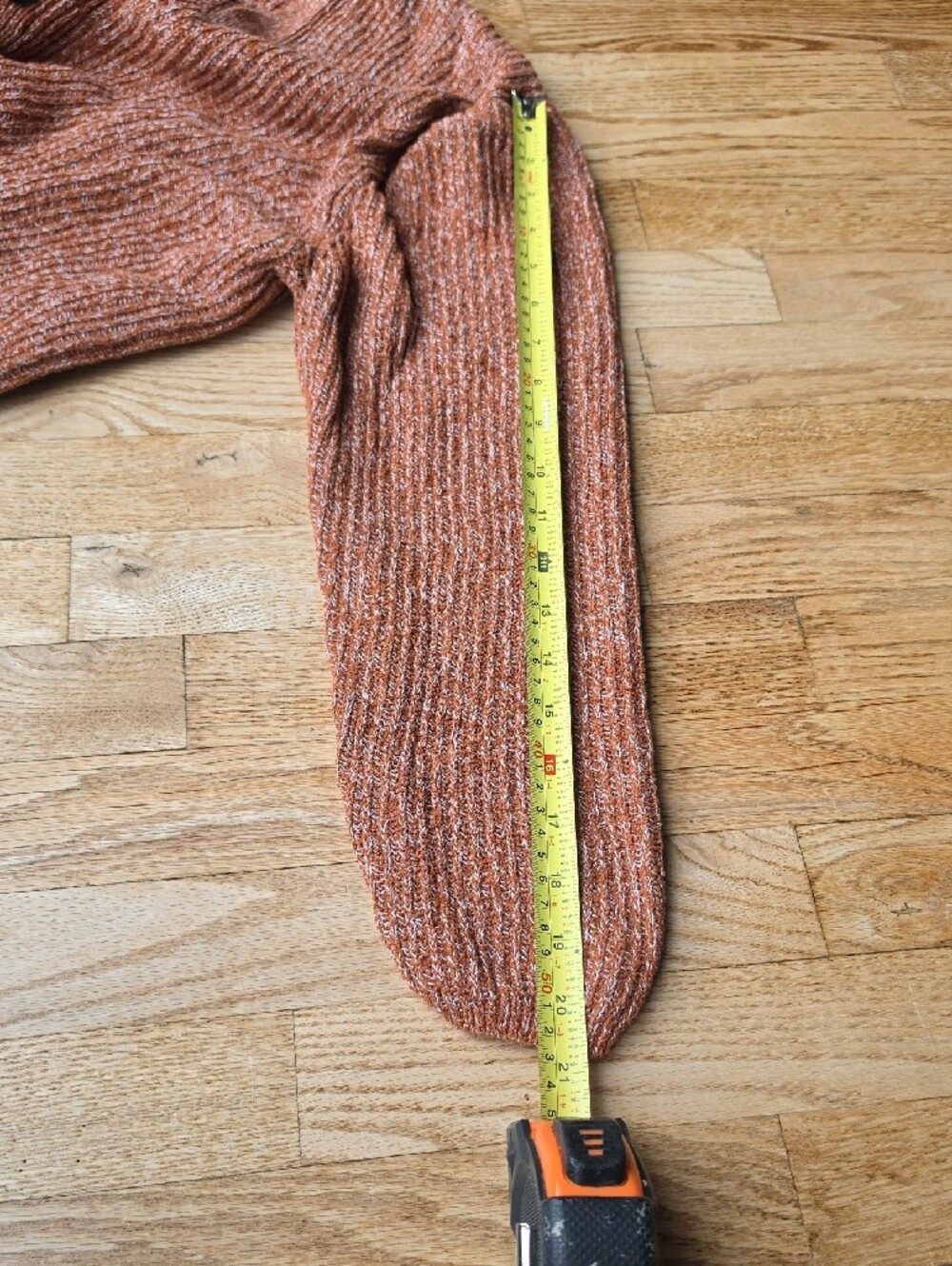 (L) Zara Rust Heathered Marled V-Neck Button Cardigan Boxy Knit Lounge Weekend - Picture 6 of 8